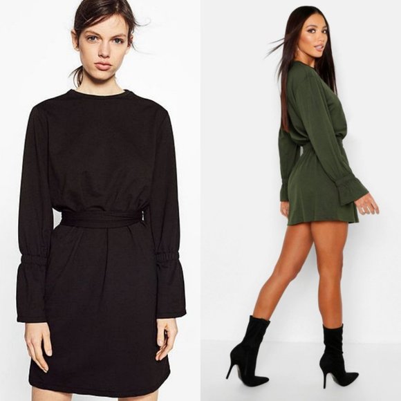 Zara Trafaluc Olive Bell Sleeve Sweater Dress - Picture 3 of 11